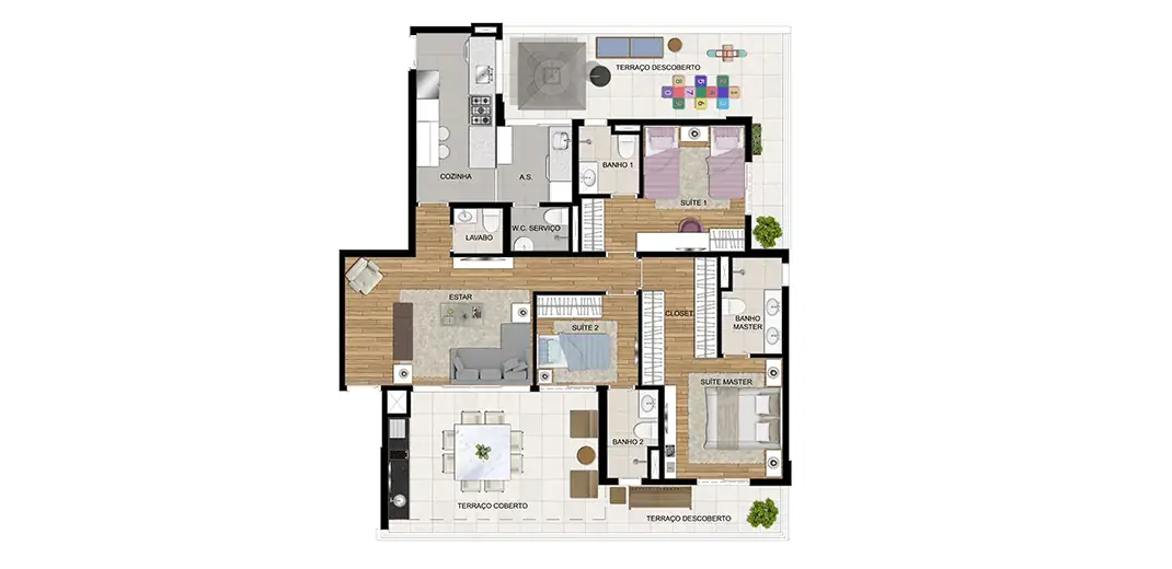 Planta Garden 150 m² do Bonjour Alto de Pinheiros