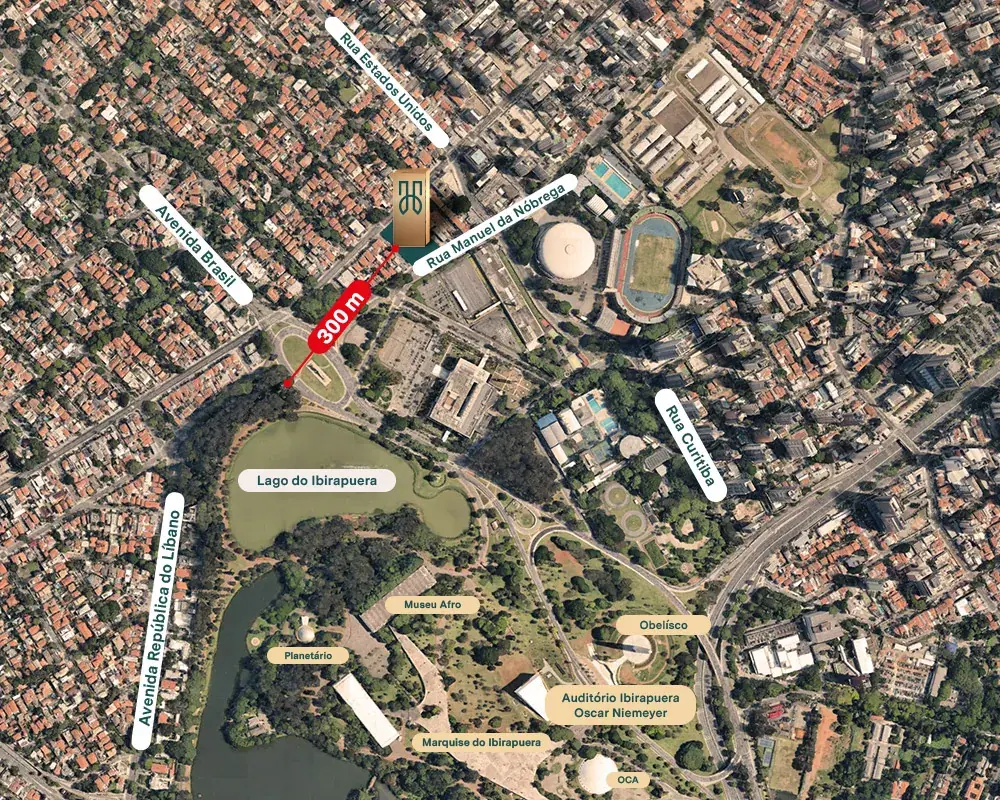 Hóriz Ibirapuera: Vista aérea da localização · imagem ilustrativa Google Earth