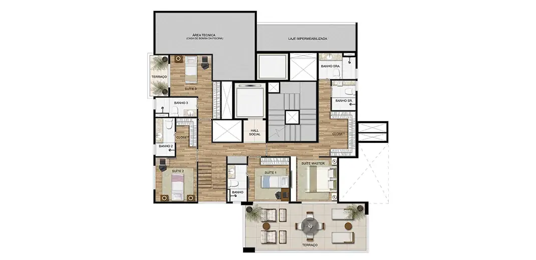 Planta Apartamento 191 (Duplex) 346 m² do Soul Jardins